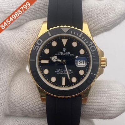 Rolex Yacht-Master Gold Black ETA Caliber 3235 Automatic Movement Watch
