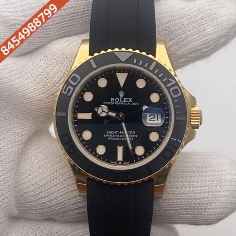 Rolex Yacht-Master Gold Black ETA Caliber 3235 Automatic Movement Watch