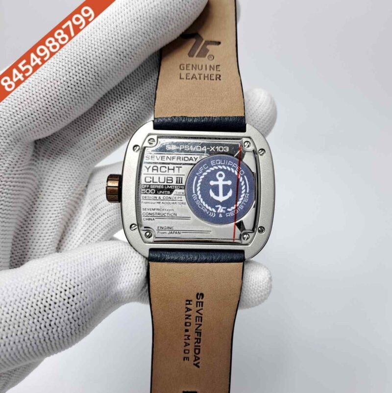 Seven Friday Industrial Series Skeleton Dial Blue Leather Strap Swiss Automatic Watch - Image 4