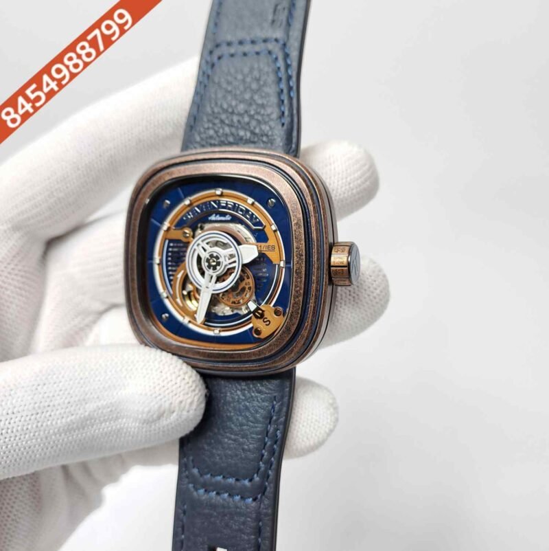 Seven Friday Industrial Series Skeleton Dial Blue Leather Strap Swiss Automatic Watch - Image 2