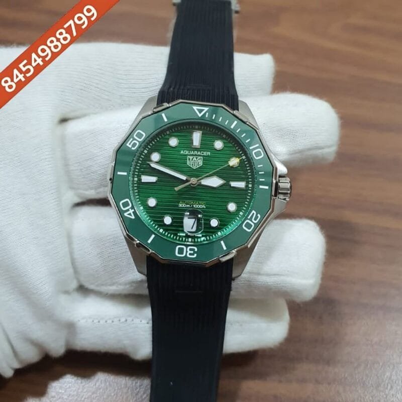 TAG Heuer Aquaracer Calibre 5 Professional 300 Diver Green Dial Black Rubber Strap Swiss Automatic Watch