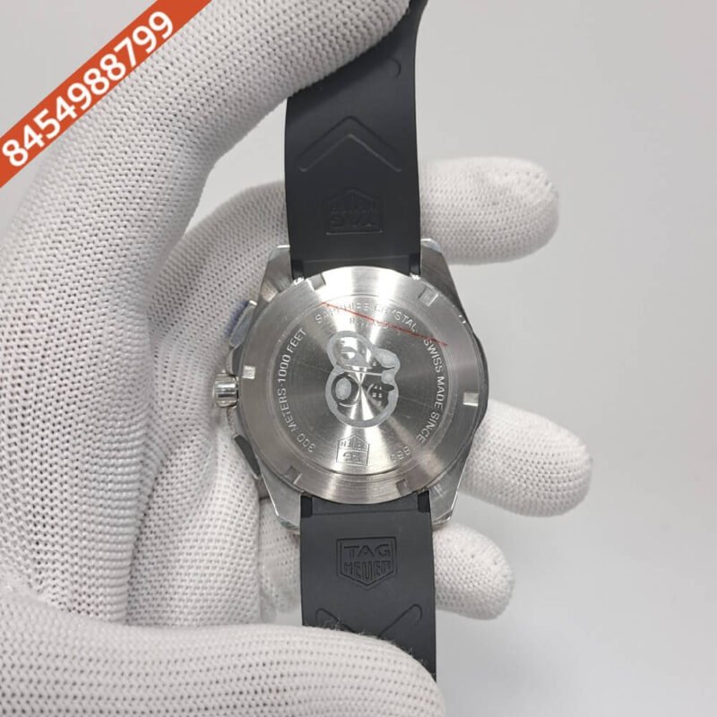 Tag Heuer Calibre Aquaracer Chronograph Black Dial Rubber Strap Swiss Watch - Image 4