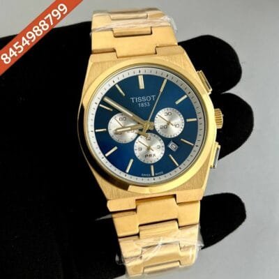 Tissot 1853 T-Classic PRX Rose Gold Blue Dial Chronograph Swiss Watch