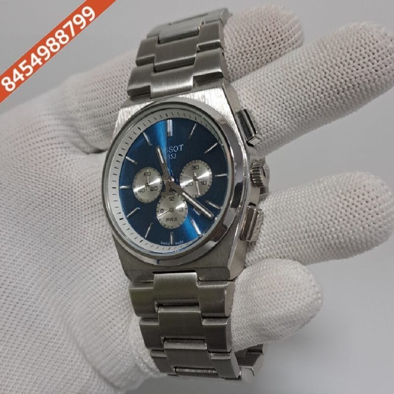 Tissot 1853 T-Classic PRX Steel Blue Dial Chronograph Swiss Watch - Image 2
