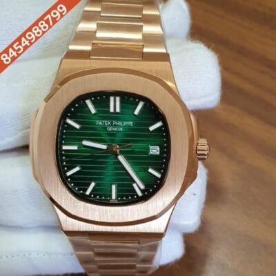 Patek Phillippe Nautilus Rose Gold Green Dial Swiss Automatic Watch
