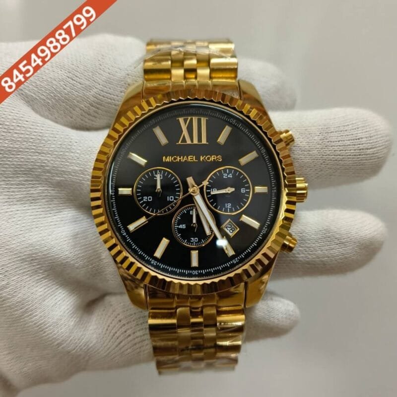 Michael Kors Full Gold Black Dial Chronograph Watch