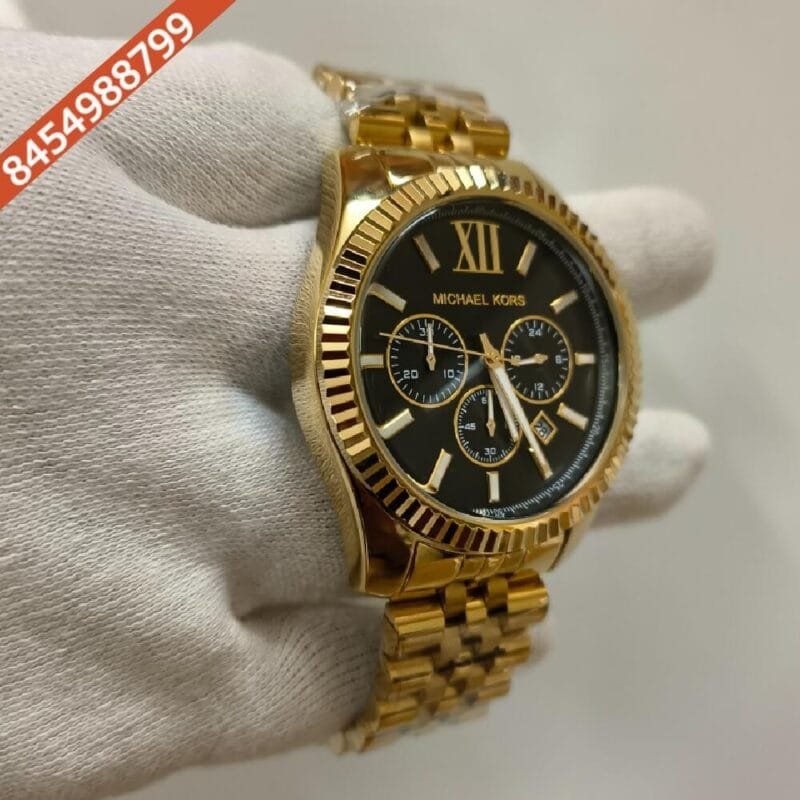 Michael Kors Full Gold Black Dial Chronograph Watch - Image 3