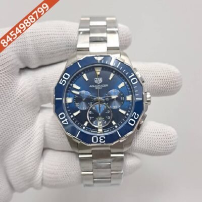 Tag Heuer Aquaracer Calibre 5 Chronograph Blue Steel Strap Swiss Watch