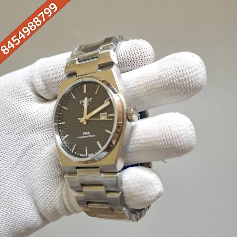 Tissot 1853 T-Classic PRX Black Dial Stainless Steel Strap Swiss Watch - Image 3