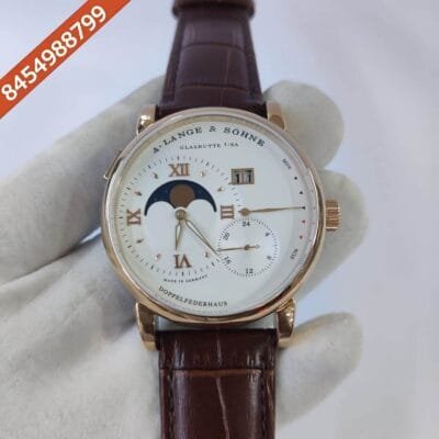 A. Lange & Shone Grand Lange 1 Moon Phase Rose Gold White Swiss Automatic Watch