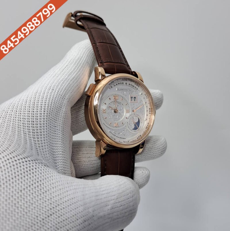 A. Lange & Shone Grand Lange 1 Moon Phase Rose Gold White Swiss Automatic Watch - Image 3
