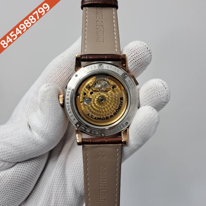 A. Lange & Shone Grand Lange 1 Moon Phase Rose Gold White Swiss Automatic Watch - Image 4