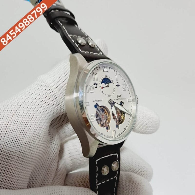 I W C Big Pilot Double Tourbillon Silver White Dial Swiss Automatic Watch - Image 3