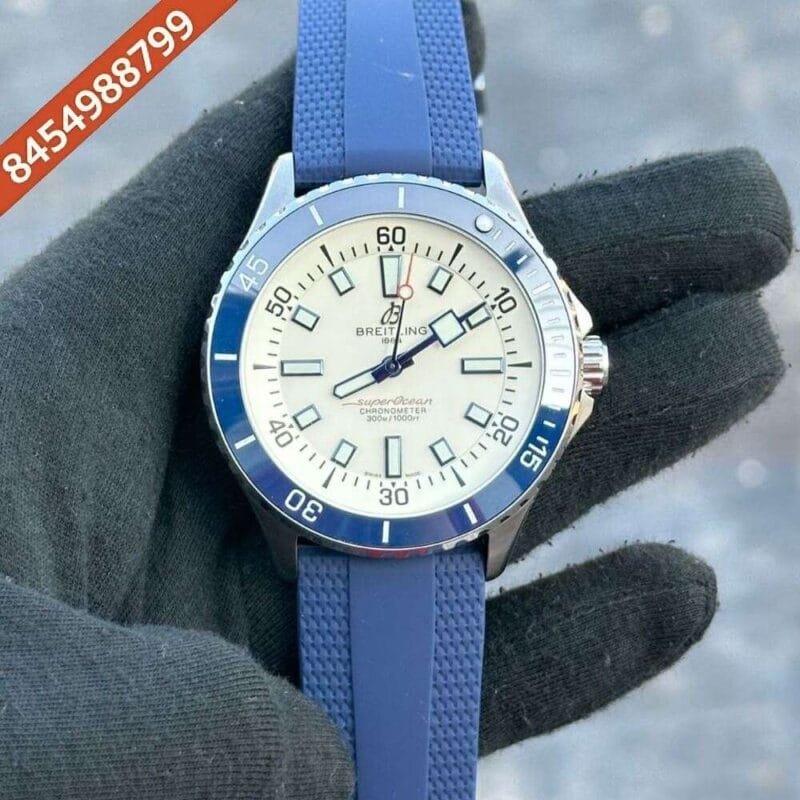 Breitling Super Ocean 44 Kelly Slater White Dial Blue Rubber Strap Swiss Watch