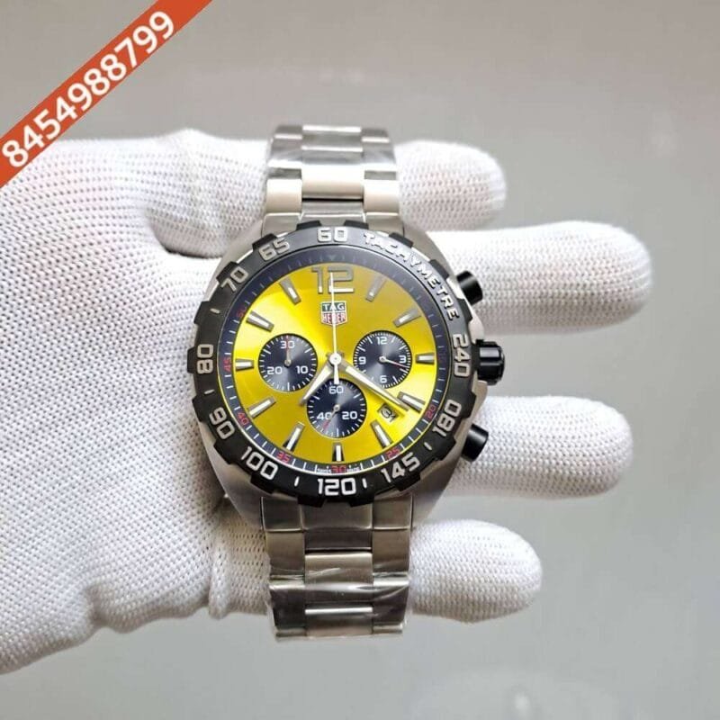 Tag Heuer Formula 1 Steel Chronograph Yellow Dial Limited Edition Swiss Watch