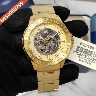 Fossil Full Gold Skeleton Dial Steel Swiss Automatic Watch