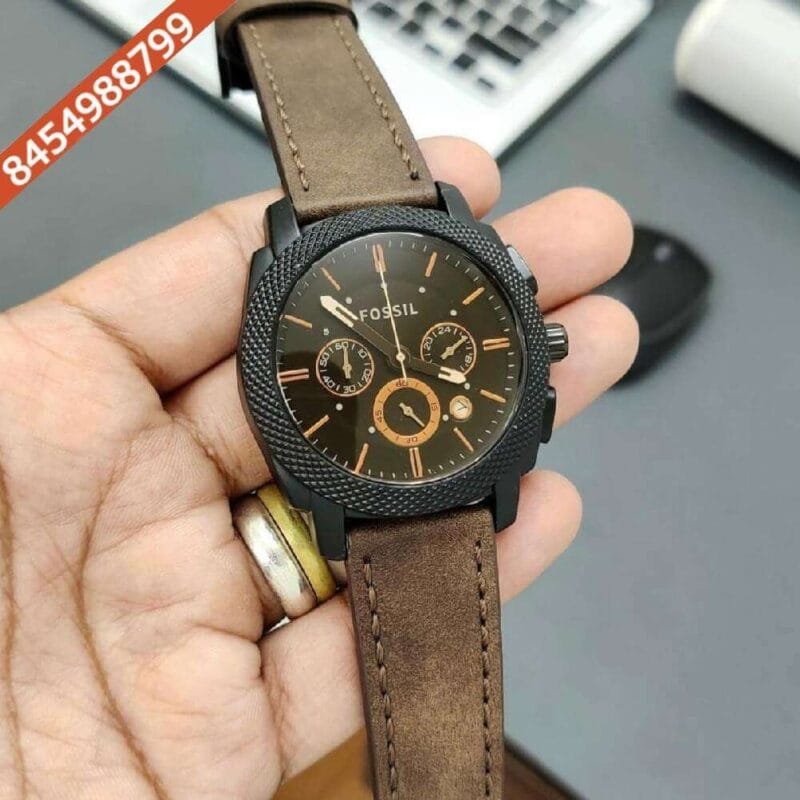 Fossil Chonograph Dial Brown Lether Swiss Watch