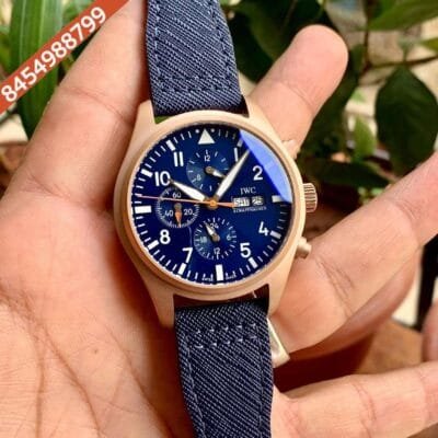 IWC Pilot’s Chronograph Rose Gold Case Blue Dial Swiss Watch