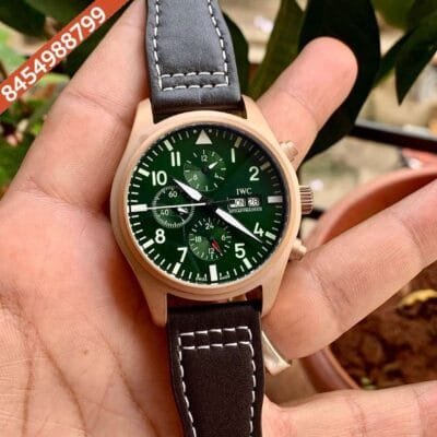 IWC Pilot’s Top-Gun Chronograph Rose Gold Case Green Dial Swiss Watch