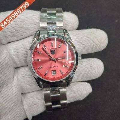 Tag Heuer Carrera Date Pink Dial Stainless Steel Swiss Watch