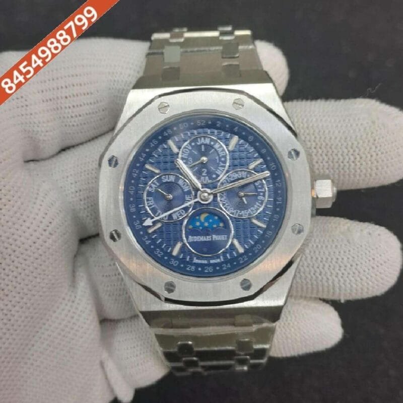 Audemars Piguet Royal Perceptual Calender Silver Blue Dial Swiss Automatic Watch