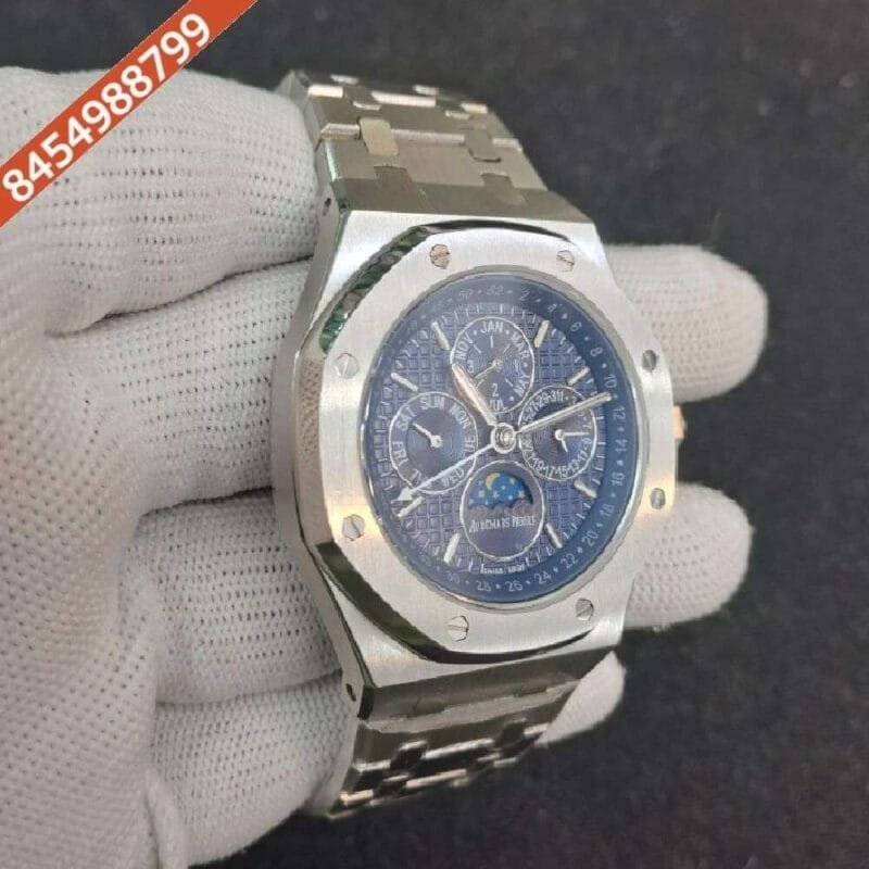 Audemars Piguet Royal Perceptual Calender Silver Blue Dial Swiss Automatic Watch - Image 3