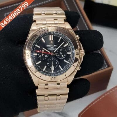 Breitling Chronomat Rose Gold Black Dial Swiss Watch