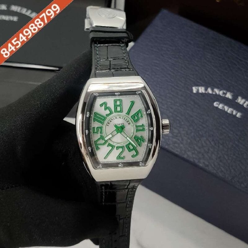 Franck Muller Vanguard Crazy Hours Silver Dial Green Marker Swiss Automatic Watch