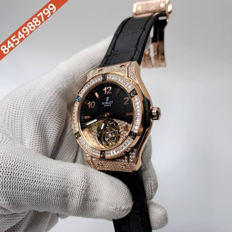 Hublot Big Bang Tourbillon Black Dial Diamond Case Swiss Automatic Watch - Image 3