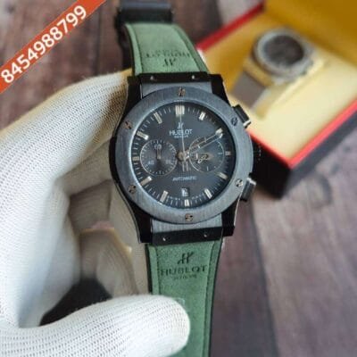 Hublot Classic Fusion Chronograph Grey Dial Green Leather Strap Watch