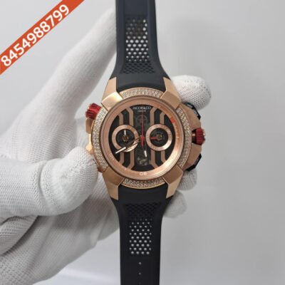 Jacob & Co Epic X Chronograph Rose Gold Diamond Black Dial Swiss Automatic Watch