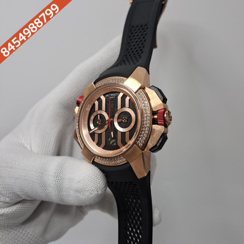 Jacob & Co Epic X Chronograph Rose Gold Diamond Black Dial Swiss Automatic Watch - Image 2