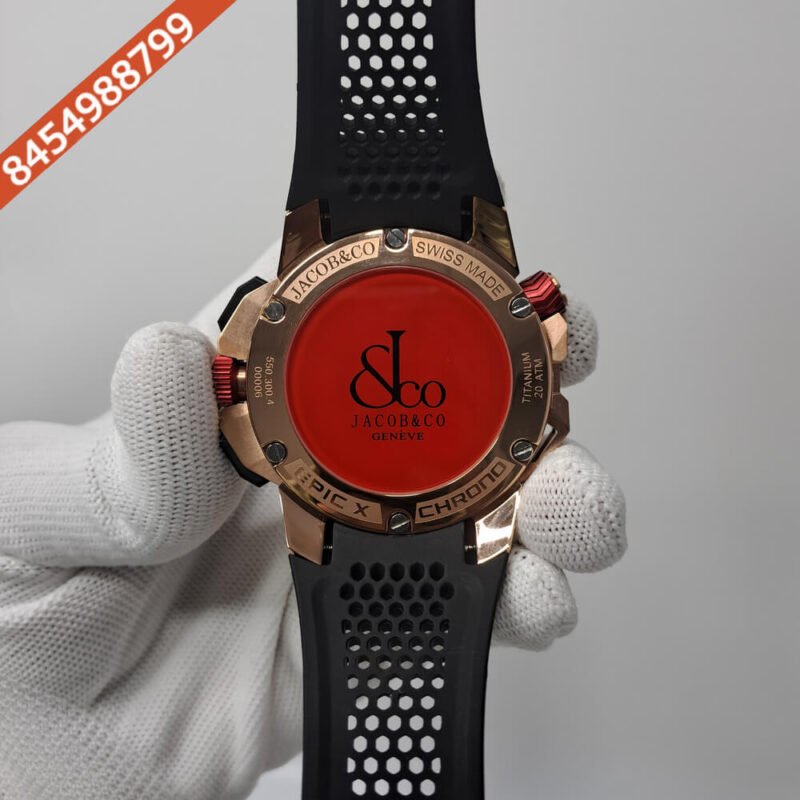 Jacob & Co Epic X Chronograph Rose Gold Diamond Black Dial Swiss Automatic Watch - Image 4