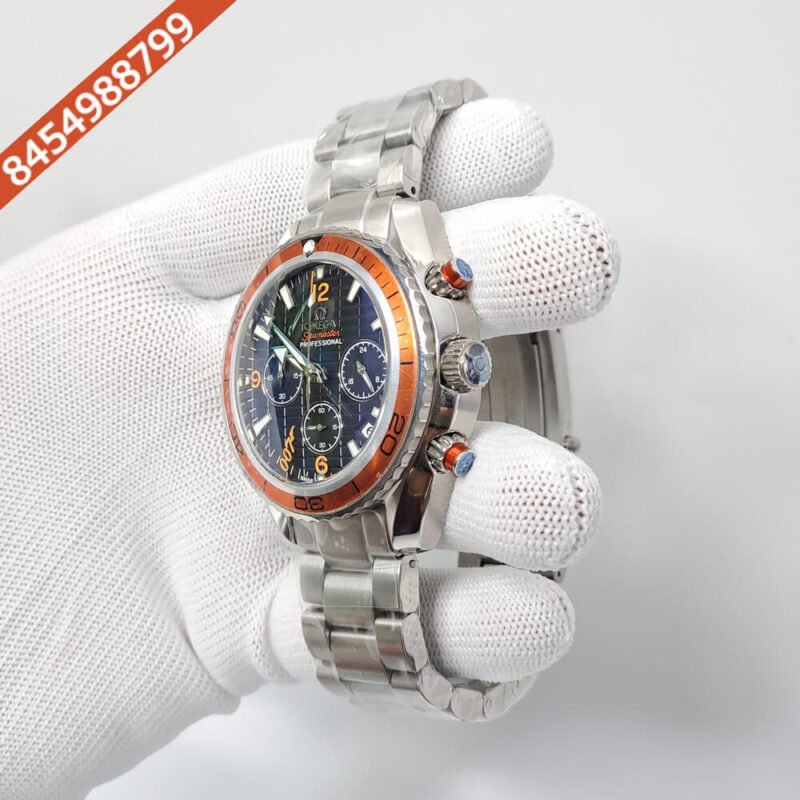 Omega Seamaster Planet Ocean 007 Chronograph Silver Blue Dial Watch - Image 2