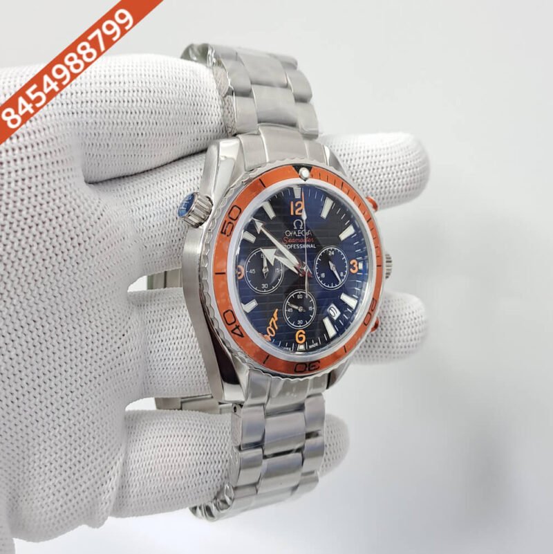 Omega Seamaster Planet Ocean 007 Chronograph Silver Blue Dial Watch - Image 3