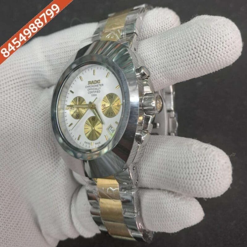 Rado Diastar Chronograph Dual Tone White Dial Watch - Image 3