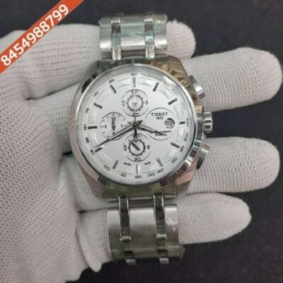 Tissot Couturier 1853 Tachy Chronograph Full Silver White Dial Swiss Watcha