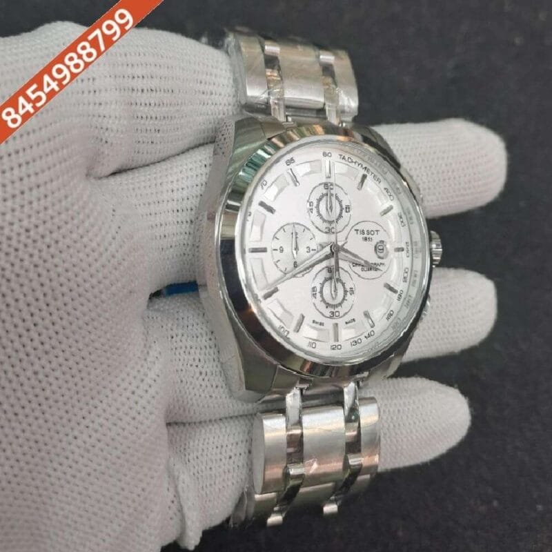 Tissot Couturier 1853 Tachy Chronograph Full Silver White Dial Swiss Watcha - Image 2