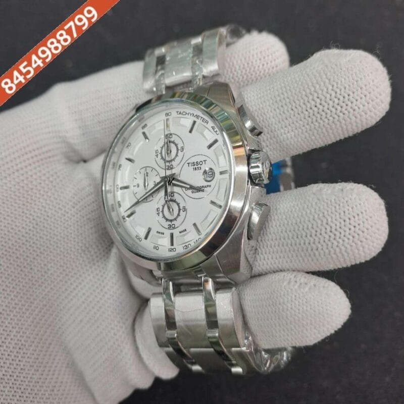 Tissot Couturier 1853 Tachy Chronograph Full Silver White Dial Swiss Watcha - Image 3