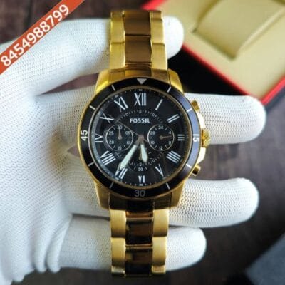 Fossil Grant Sport Chronograph Full Gold Black Dial Swiss Watch