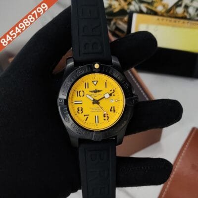 Breitling Avenger Seawolf Yellow Dial Silicon Strap Automatic Watch