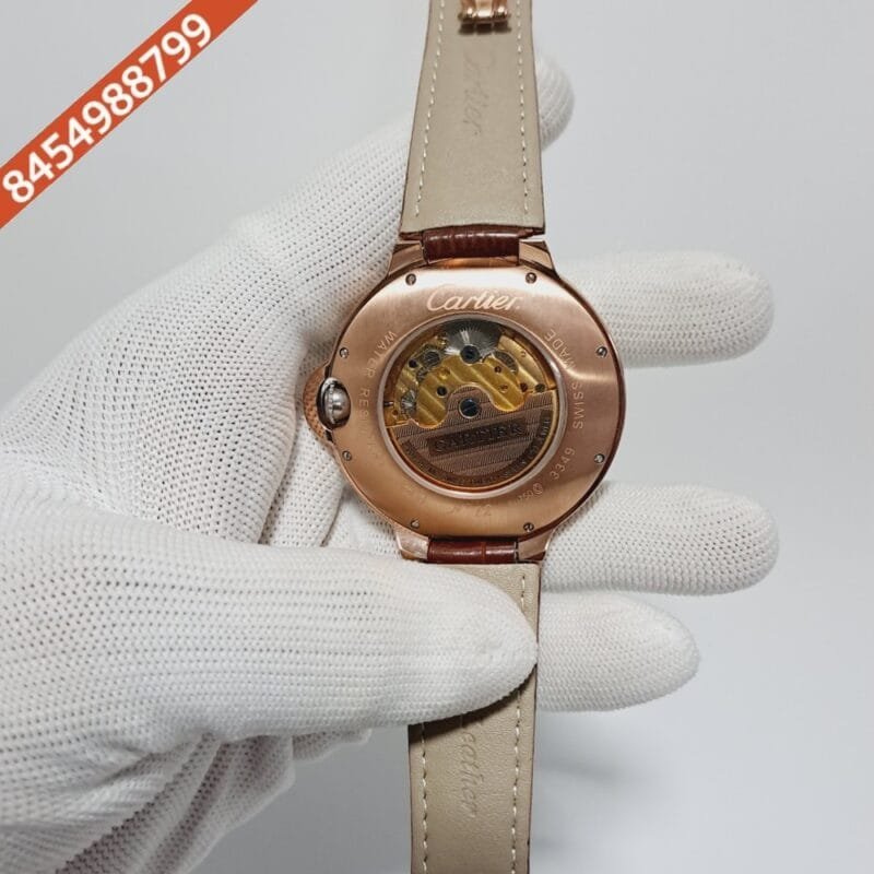 Cartier Ballon Bleu De Flying Tourbillion White Dial Brown Leather Strap Swiss Automatic Watch - Image 4