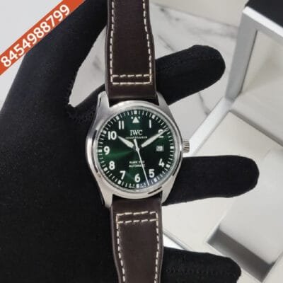 IWC Pilot Mark Green Dial Brown Leather Strap Swiss Automatic Watch