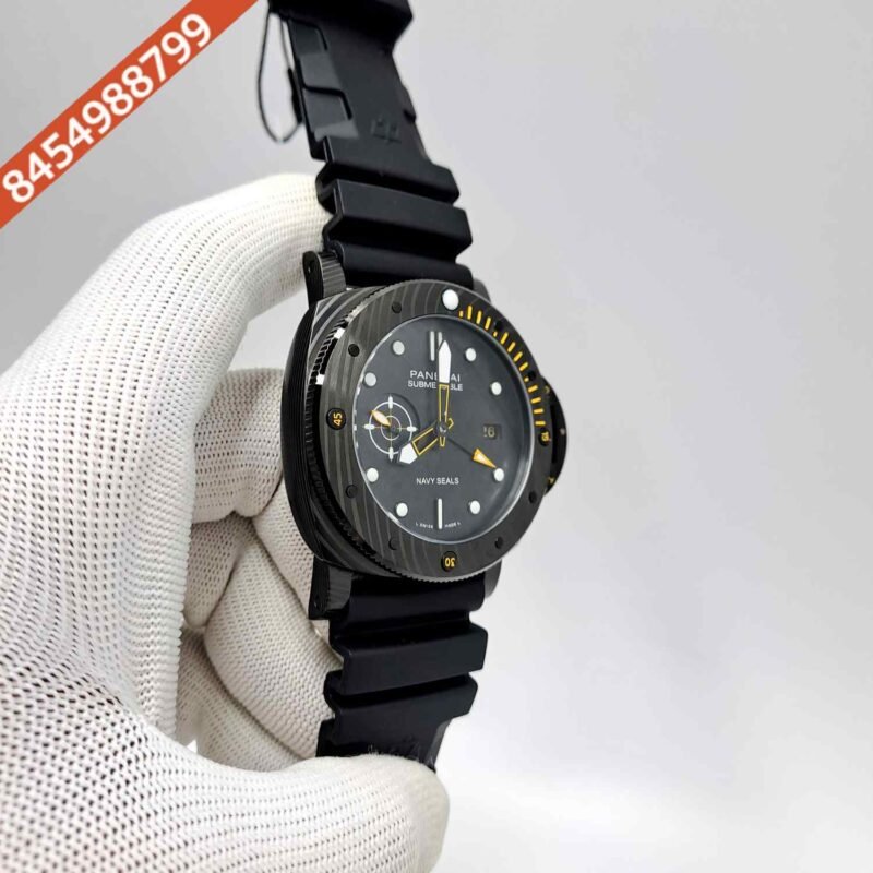 Luminor Panerai The Navy Seals Black Dial Black Rubber Strap Swiss Automatic Watch - Image 3