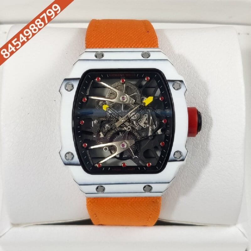 Richard Mille RAFAEL NADAL Skeleton Dial Stainless Steel Silver Case Orange Nylon Strap Automatic Watch - Image 2