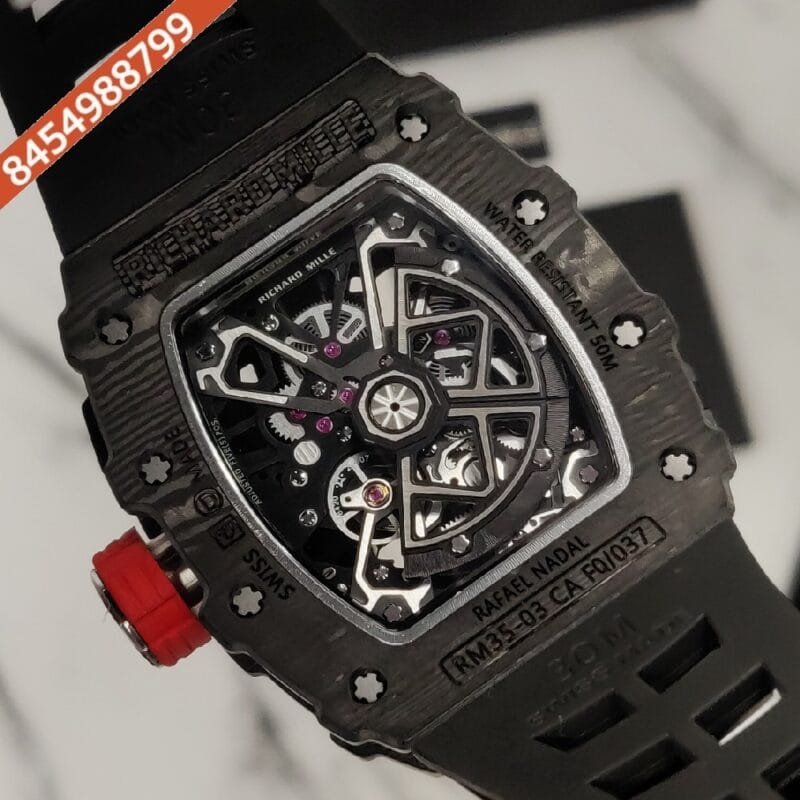 Richard Mille Rafael Nadal Skeleton Dial Carbon TPT Case Silicon Strap Automatic Watch - Image 2