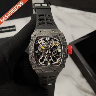 Richard Mille Rafael Nadal Skeleton Dial Carbon TPT Case Silicon Strap Automatic Watch