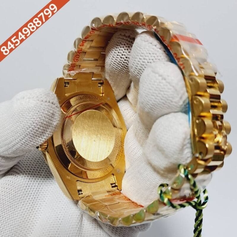 Rolex Day-Date Gold Diamond Bazel Blue Dial Automatic Watch - Image 4