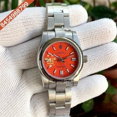 Rolex Oyster Perpetual Red Dial Swiss Automatic Watch
