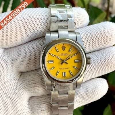 Rolex Oyster Perpetual Yellow Dial Swiss Automatic Watch